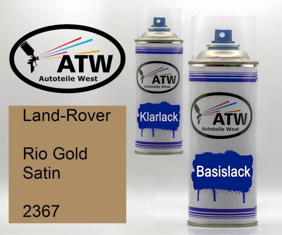 Land-Rover, Rio Gold Satin, 2367: 400ml Sprühdose + 400ml Klarlack - Set, von ATW Autoteile West.